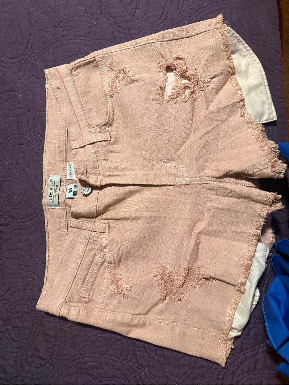 Judy Blue Blush Pink Distressed Denim Shorts